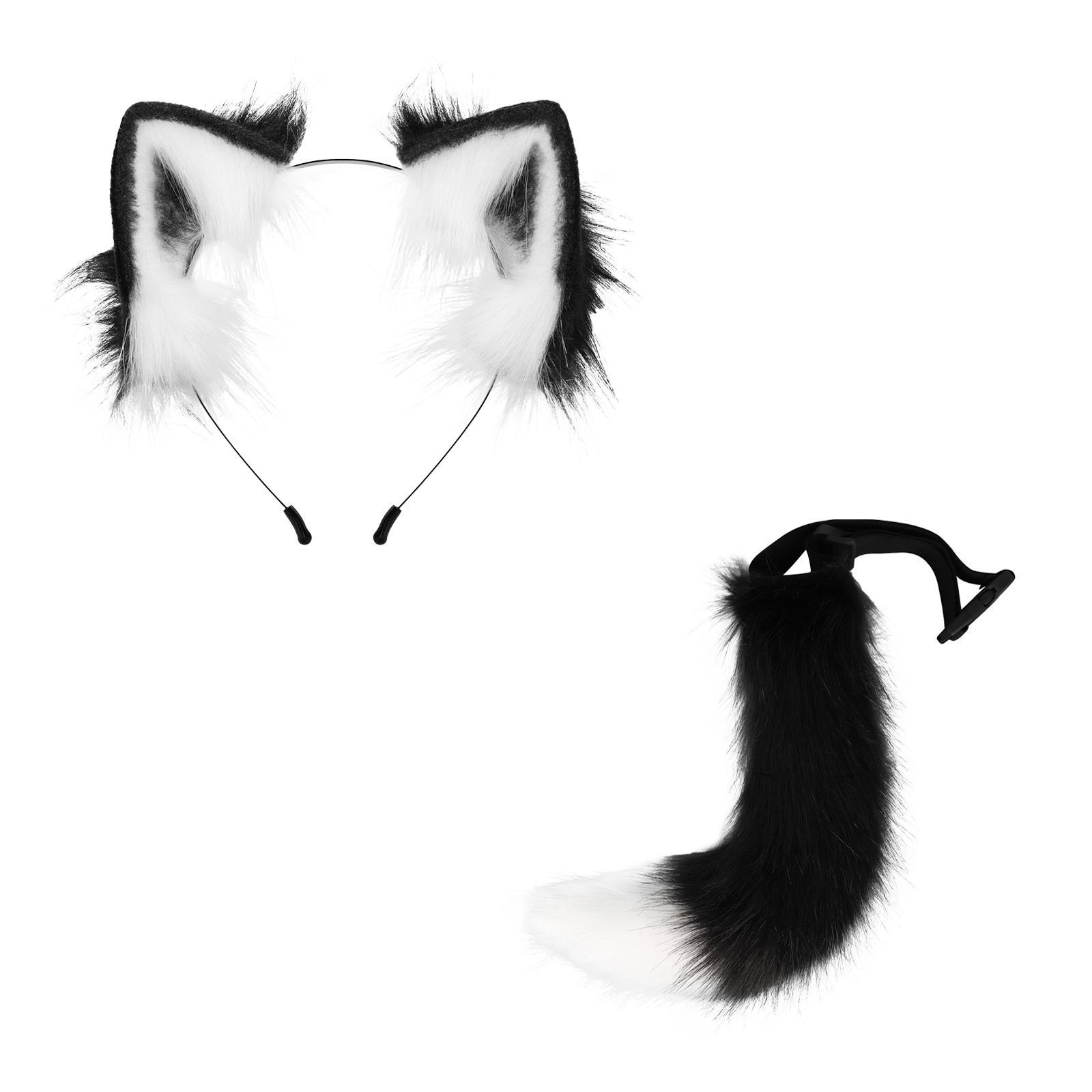 Ears and Tail Headdress Costume Accessories Lolita Cosplay Cat Ear Faux Gifts Ears Hair Clip Hair Hoop for Dance Performance Prom Kids