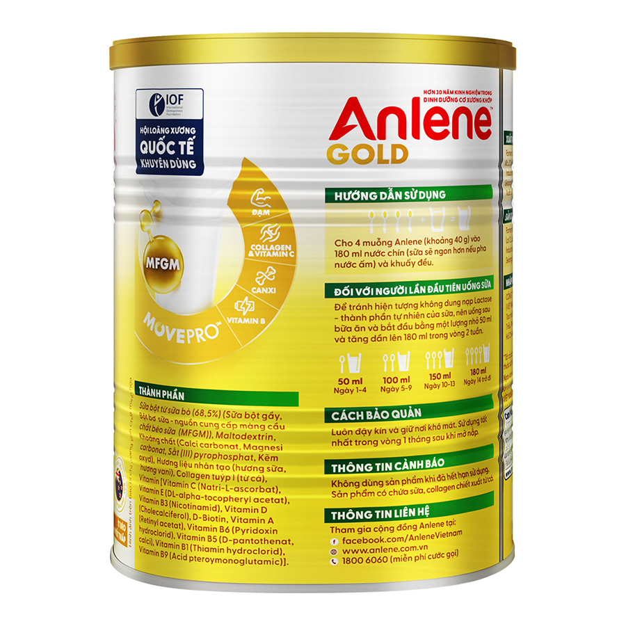 Sữa Bột Anlene Gold Hương Vanilla (Hộp Thiếc 400g)