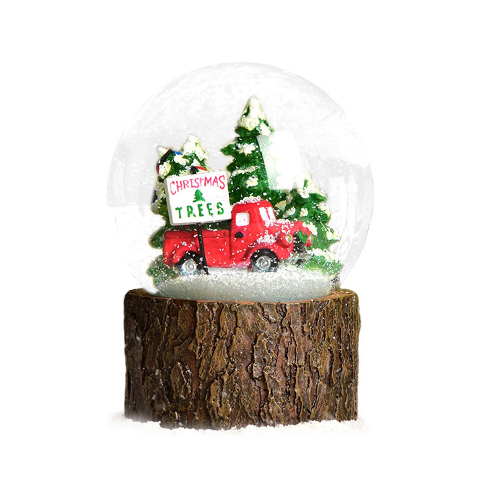 Christmas Gift Crystal Ball Music Box Automatic Snow Lighting Music Box Birthday Gift Resin Crafts Ornament