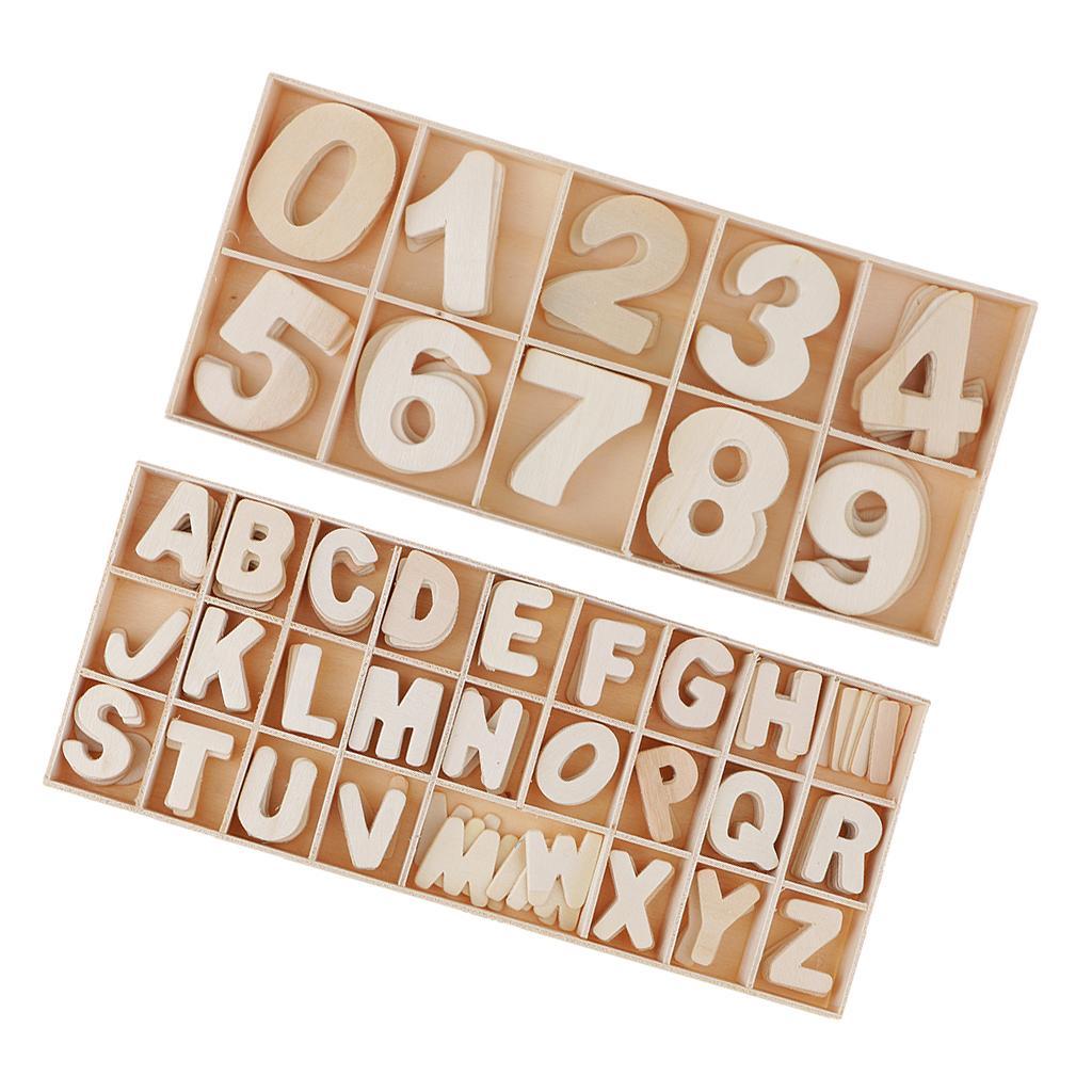 216pc Natural Wooden Number Letters Alphabet for Scrapbooking DIY Art Crafts