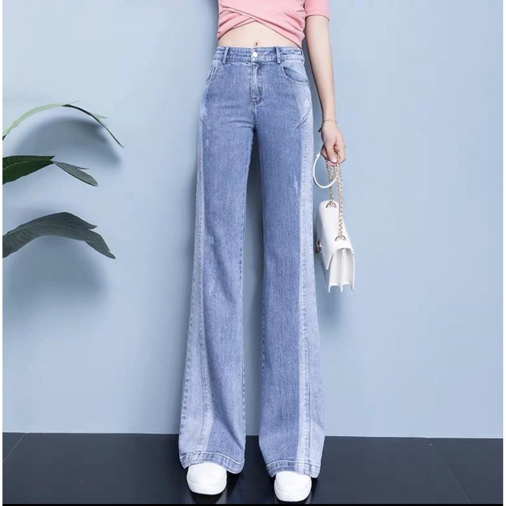 Quần jean baggy suông ống rộng BIG SIZE phom rộng to dài cực đẹp, phối loang màu độc lạ 3338
