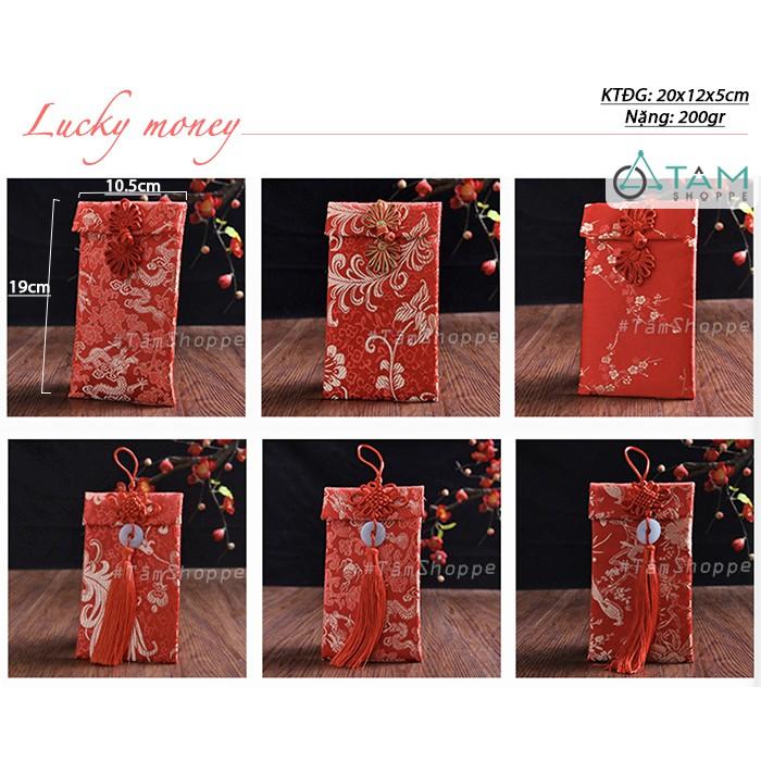 SET 2 Bao lì xì đám cưới vải đỏ cao cấp