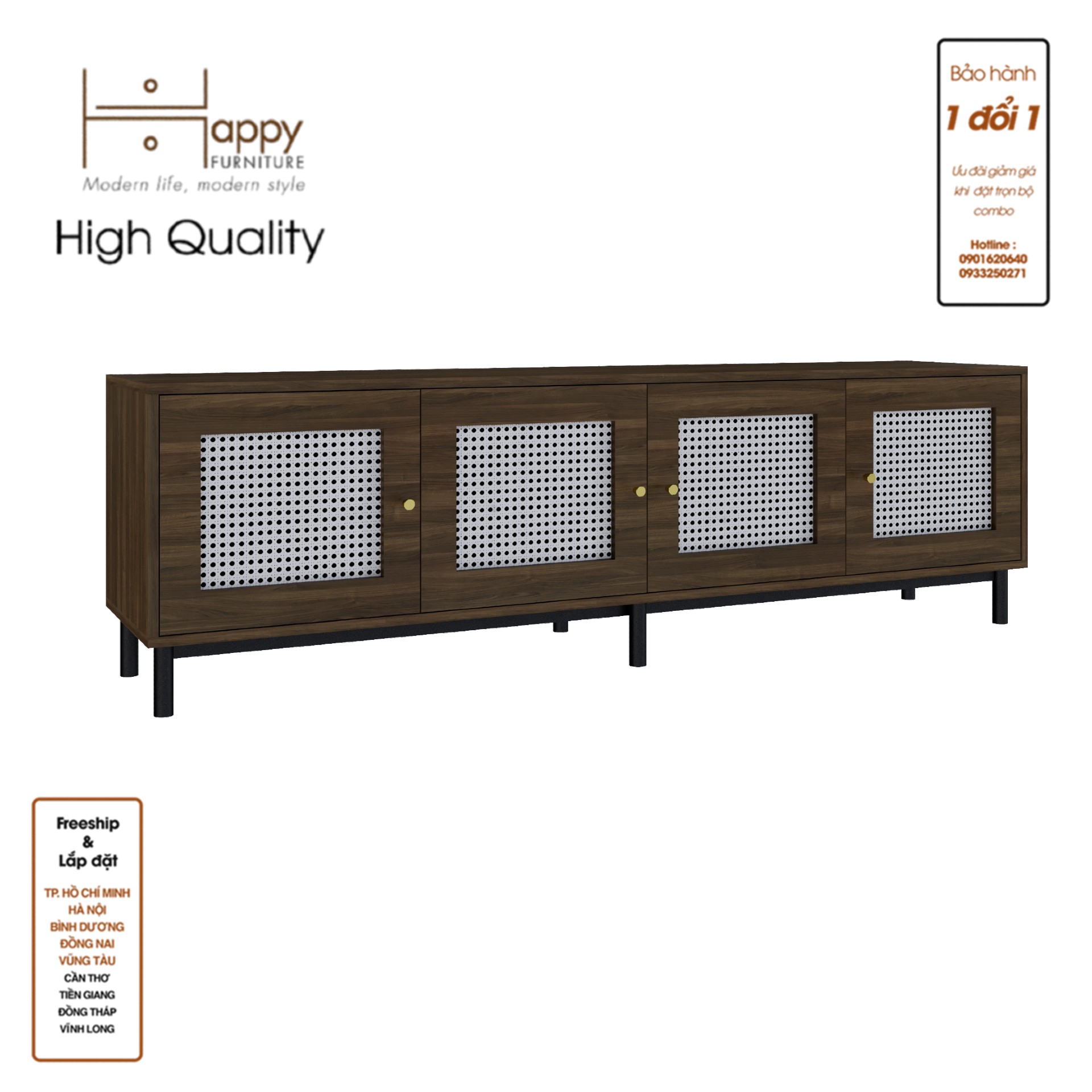 [Happy Home Furniture] ROTAN, Kệ TV 4 cánh mở , 180cm x 40cm x 54cm ( DxRxC), KTV_035