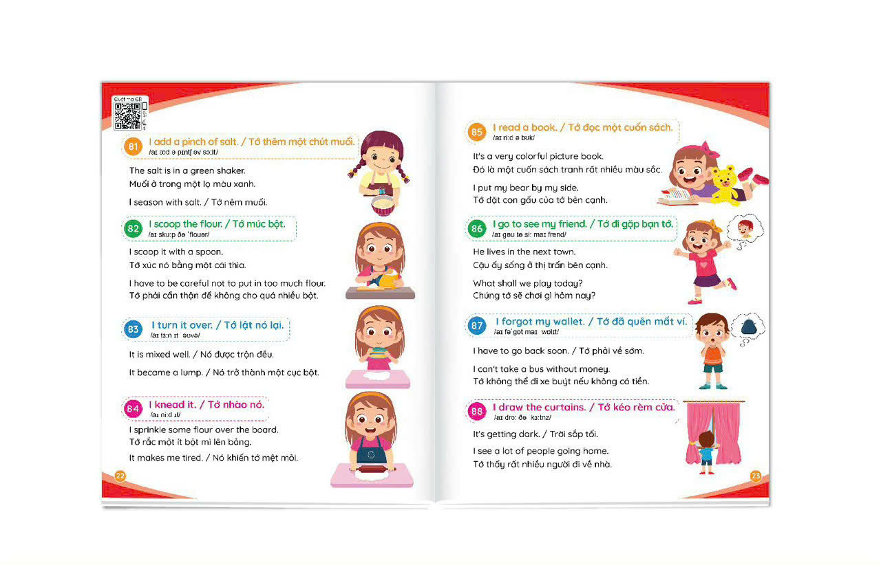Sách 900 Câu Tiếng Anh Giao Tiếp Thường Dùng Hàng Ngày - Cẩm Nang Cho Mẹ Cùng Con Học Tiếng Anh Mỗi Ngày (Kèm File Nghe)