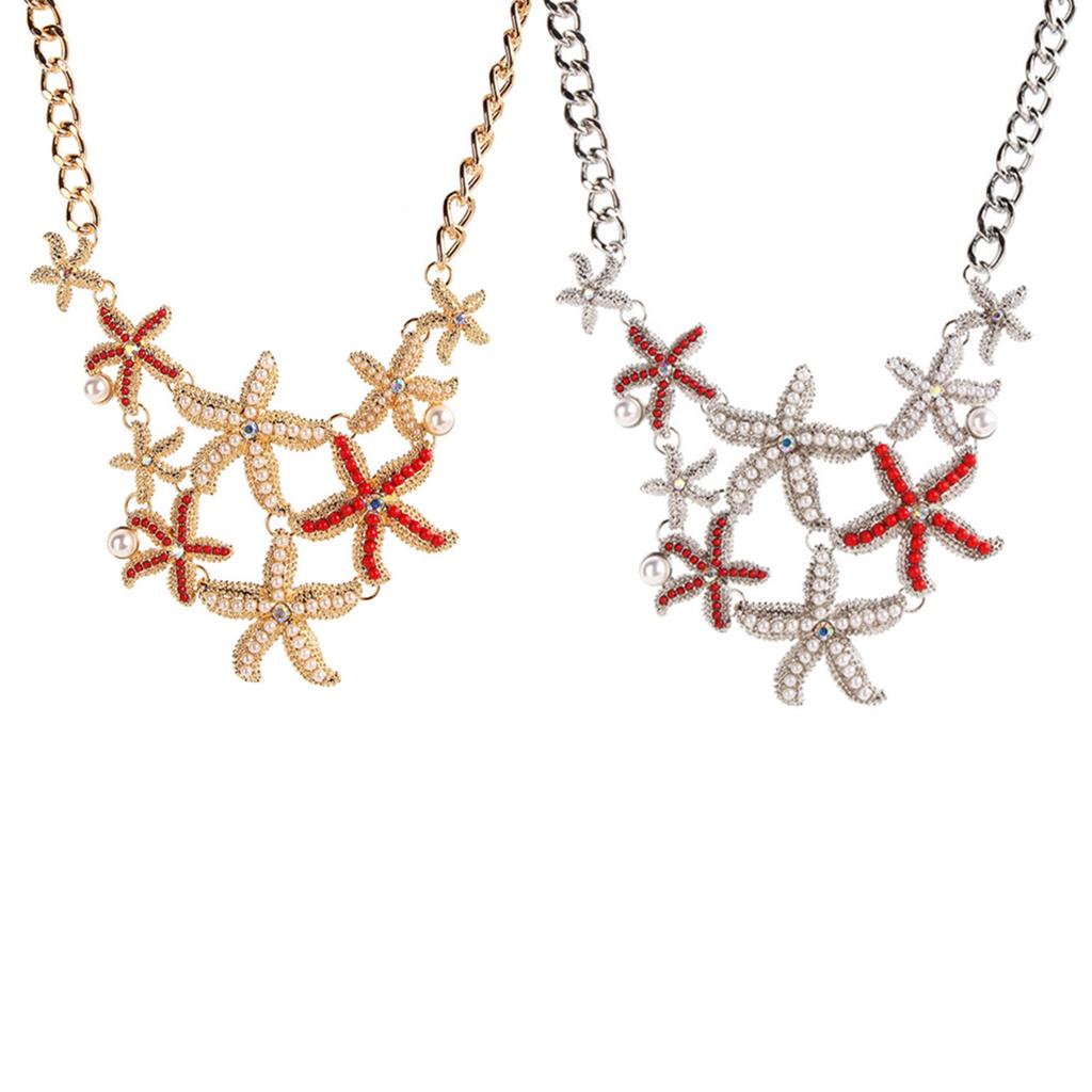 Ocean Style starfish Pendant Necklace Pearl Alloy Tassel Necklace