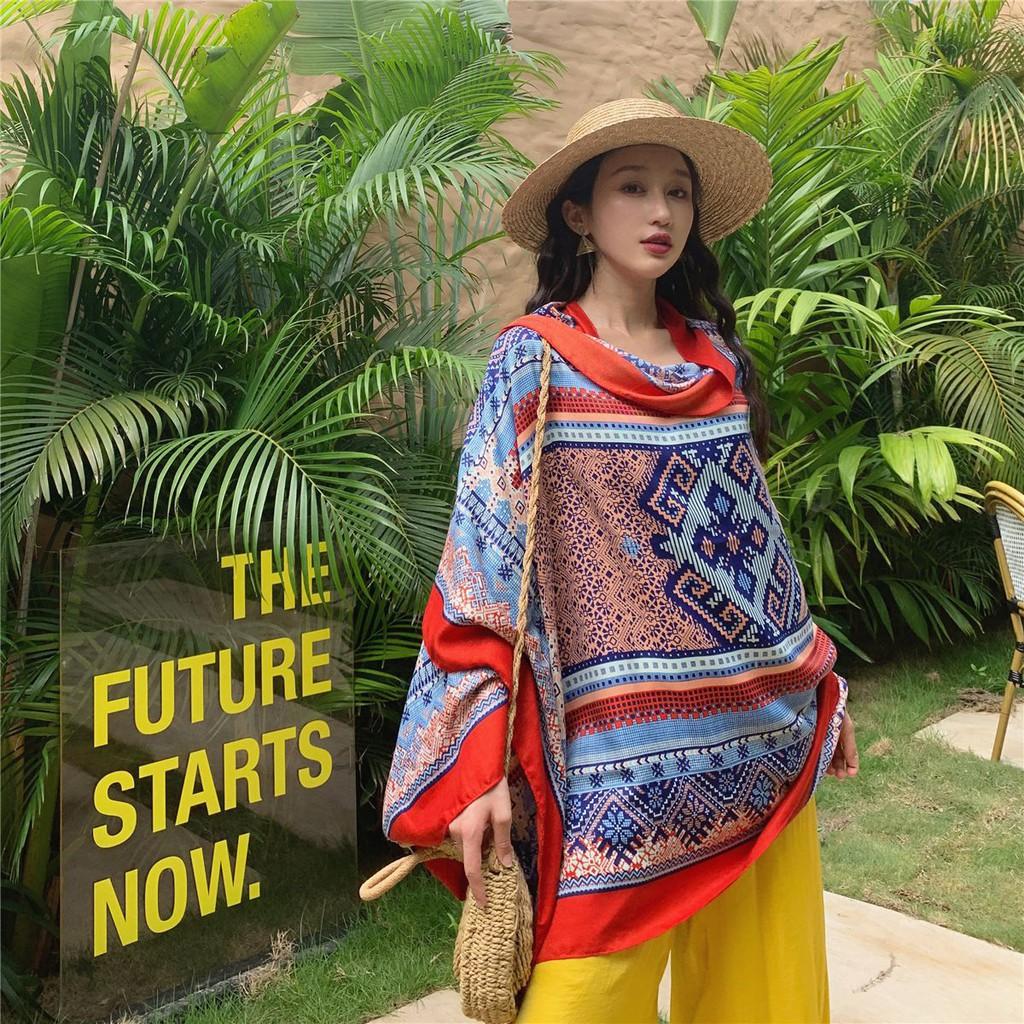 Khăn Choàng Quàng Cổ Boho Đi Biển Họa Tiết Thổ Cẩm Vintage - Chất Liệu Cotton - Size:90x190cm - Mã KC027