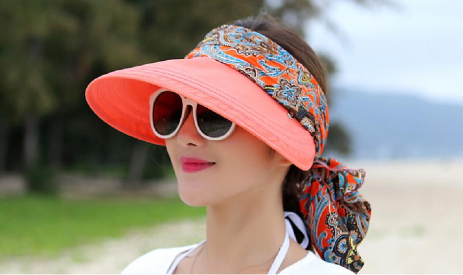 Mũ chống nắng kèm khẩu trang thời trang màu cam, nón rộng vành chống nắng khẩu trang