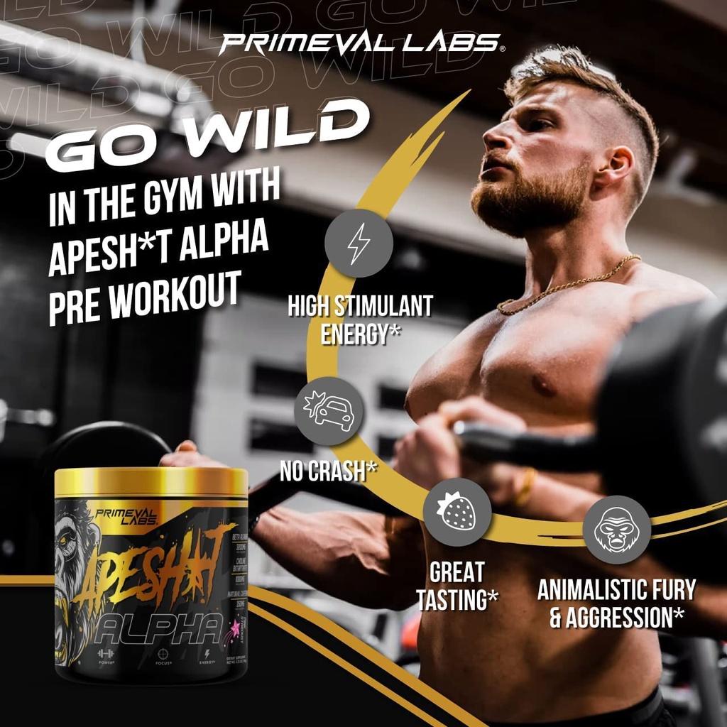 Pre Workout Primeval Labs Apeshit Alpha Giúp Tập Trung Tinh Thần, Tỉnh Táo, Tăng Sức Mạnh (150 Gram)