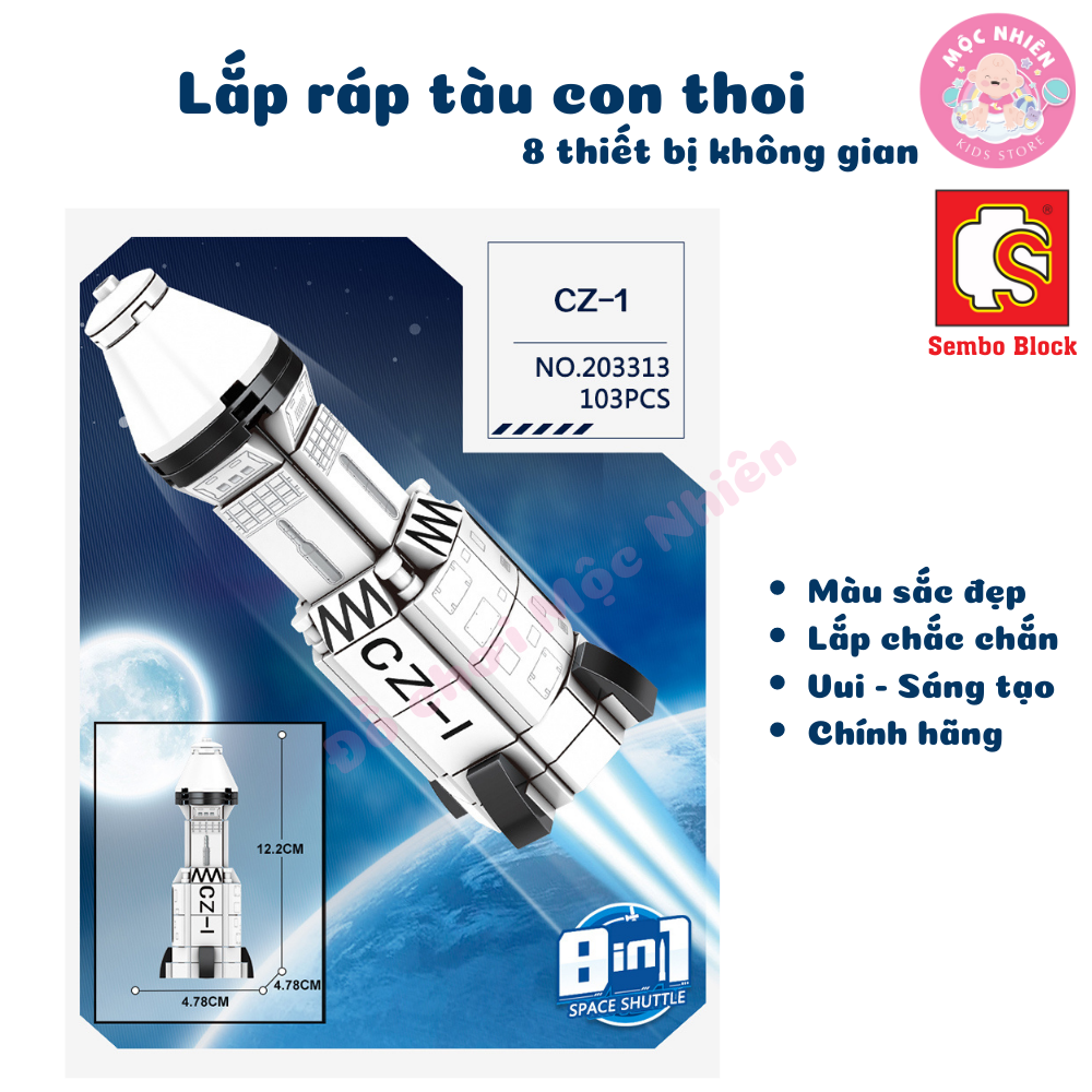 Đồ chơi lắp ráp xếp hình tàu con thoi Space Shuttle 8 trong 1 SEMBO BLOCK 203311 - 203318
