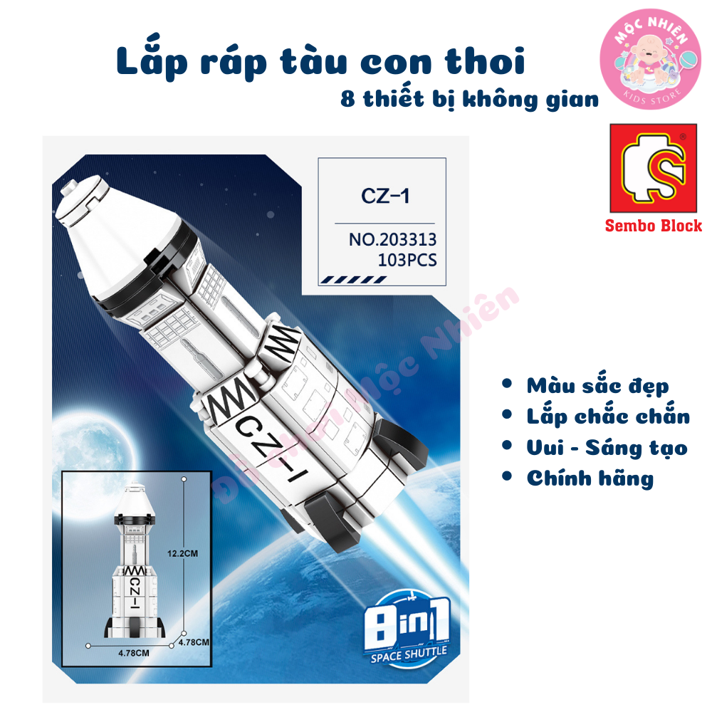 Đồ chơi lắp ráp xếp hình tàu con thoi Space Shuttle 8 trong 1 SEMBO BLOCK 203311 - 203318 (836 mảnh ghép)