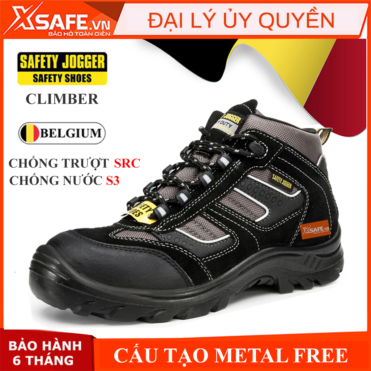 Giày bảo hộ lao động nam Jogger Climber S3 SRC da lộn bền bỉ, thoáng khí, chống nước, cấu tạo phi kim nhẹ hơn - 