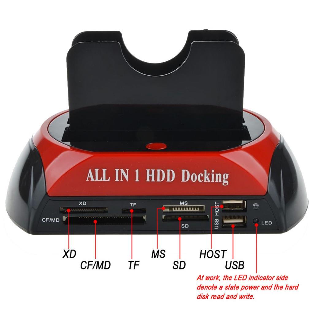 Allin1 HDD Base SATA IDE Dual USB 2.0 Clone Hard Drive Card Reader US plug