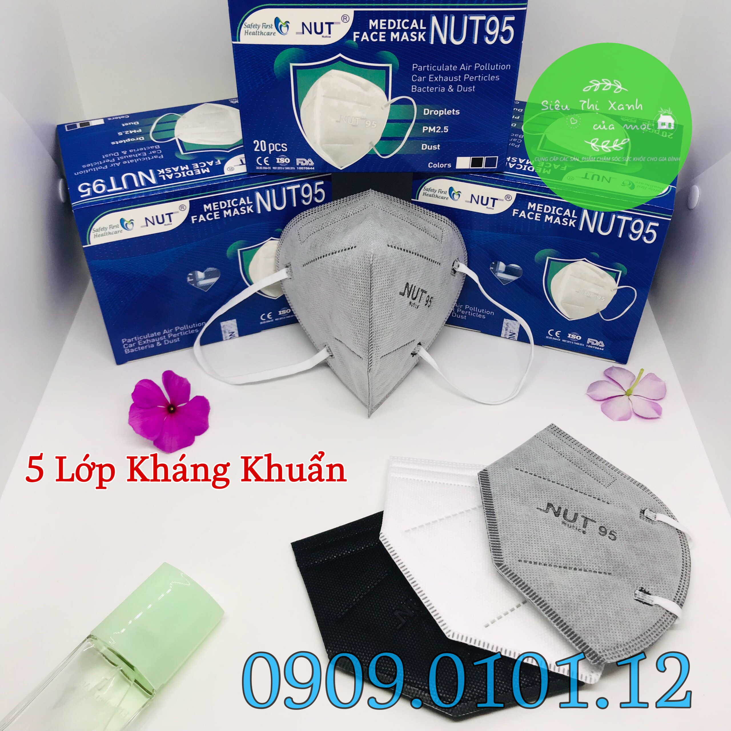 Khẩu trang n95 Nut chính hãng, kn95 5 lớp kháng khuẩn cao cấp hộp 20 cái