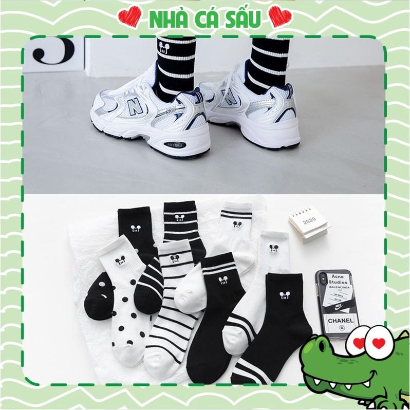 Tất Vớ Nam Nữ Cổ Cao Họa Tiết Mickey Siêu Đáng Yêu Nhà Cá Sấu