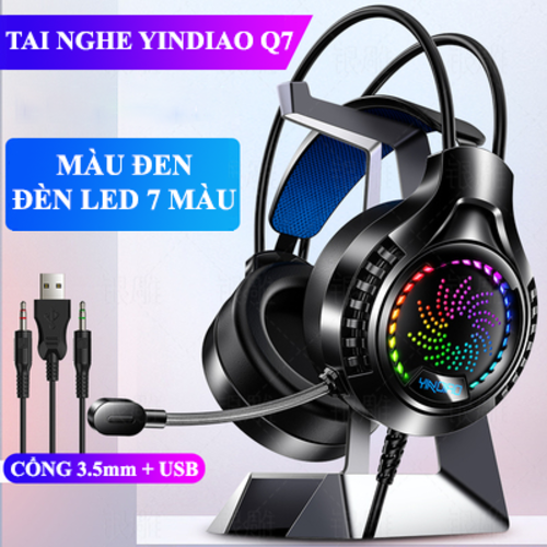 Tai nghe YINDIAO Q7 chuyên game có đèn led 7 màu có mic dành cho game thủ cho game thủ CỔNG 3.5mm + USB - Hàng Chính Hãng