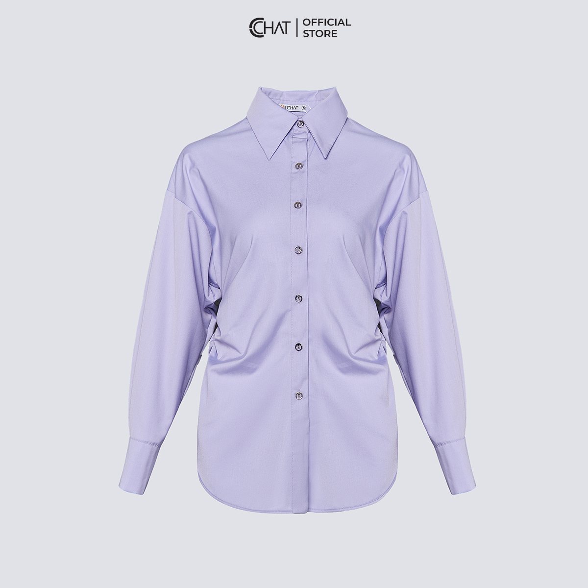 Áo Sơ Mi Nữ CCHAT Nhún Sườn Gấu Cong Chất Thô Cao Cấp 53FDT2018OT