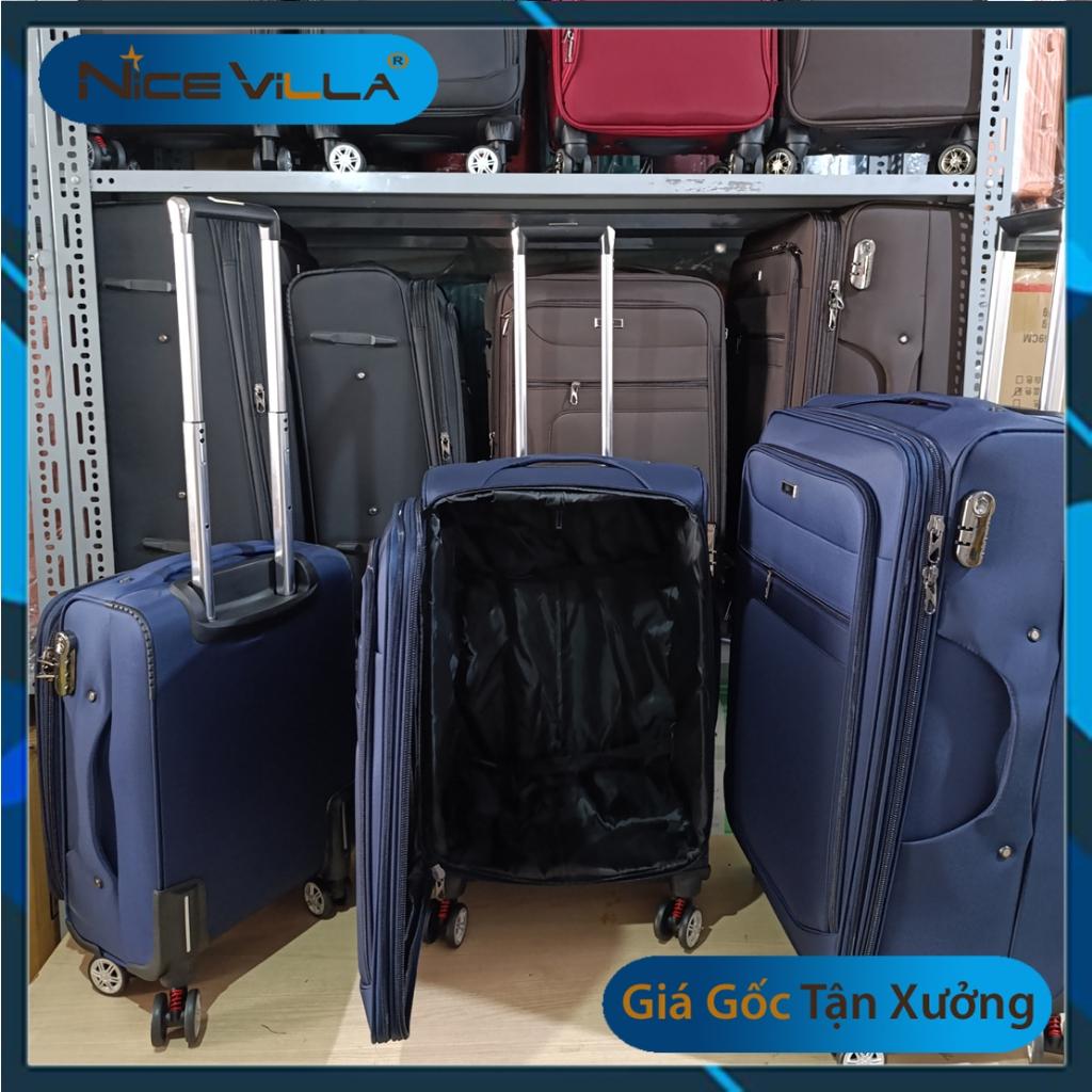 Vali Vải Cao Cấp NiceVilla, Khóa Kéo Mở Rộng thêm 3cm Có Các Size 20/24/28 Inch Mẫu Mới - Đen