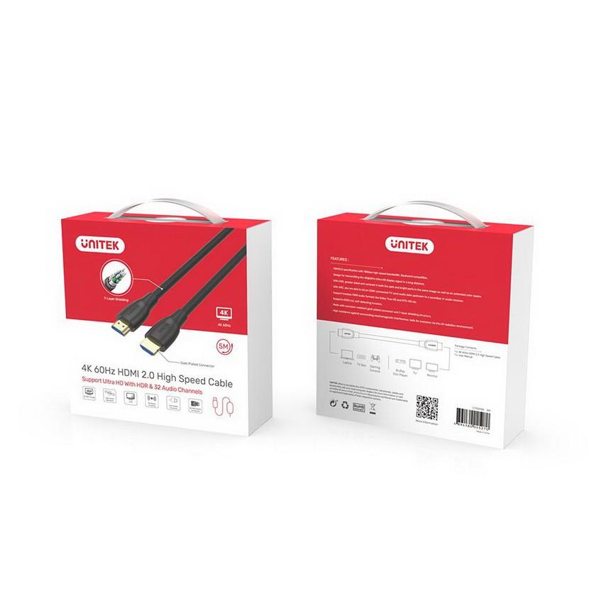 CÁP HDMI 2.0 4K UNITEK (5m) C11041BK 4K, (10m) C11043BK 4K, (15m) C11045BK 4K, (20m) C11046BK 4K - HÀNG CHÍNH HÃNG