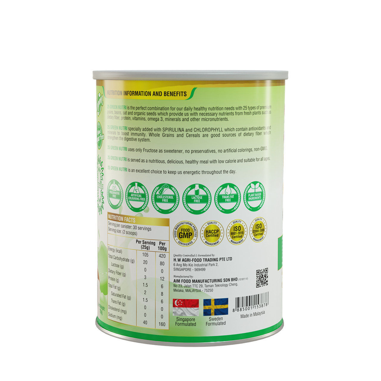 Sữa hạt ngũ cốc 25 Green Nutri lon 750g