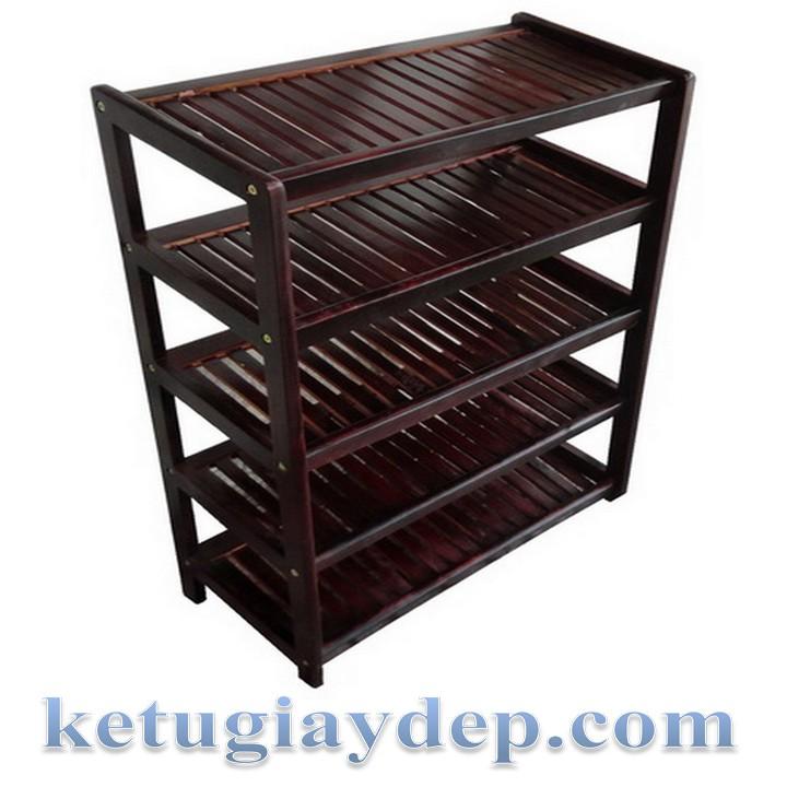 Kệ Giày Dép 5 Tầng Rộng 60cm Gỗ Tự Nhiên 100% ( Nâu)