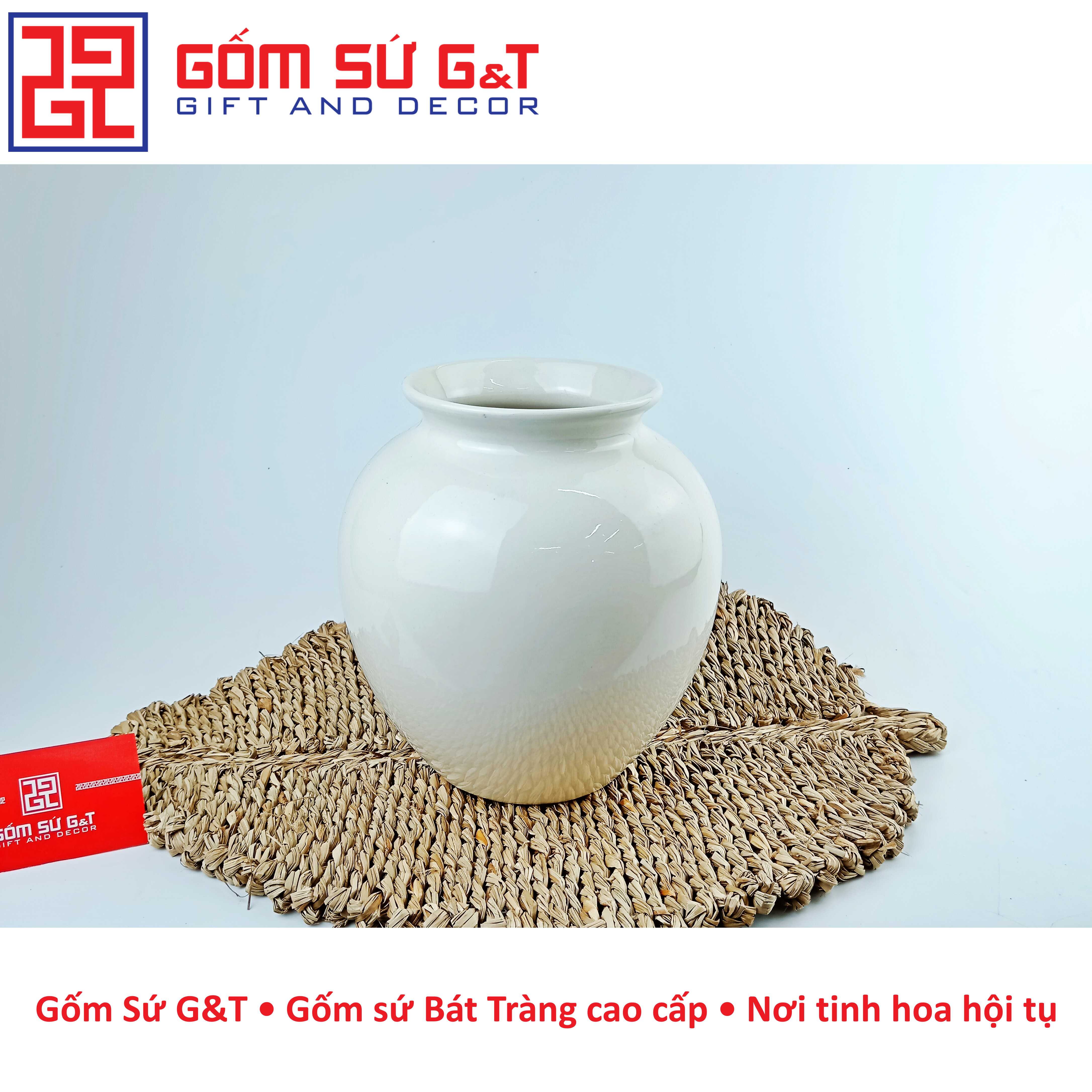 Lọ hoa dáng vò vẽ cúc họa mi Gốm Sứ G&amp;T