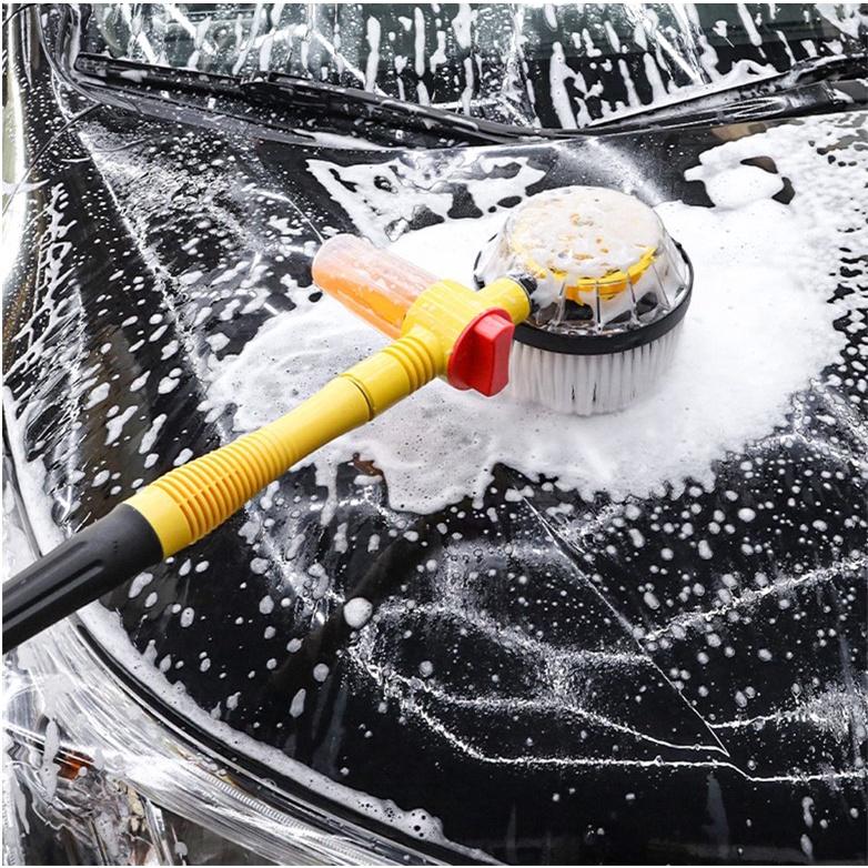 Chổi tự rửa xe ô tô, gậy tự rửa xe hơi, Dụng cụ tự rửa xe tại nhà kết hợp bàn chải xoay 360