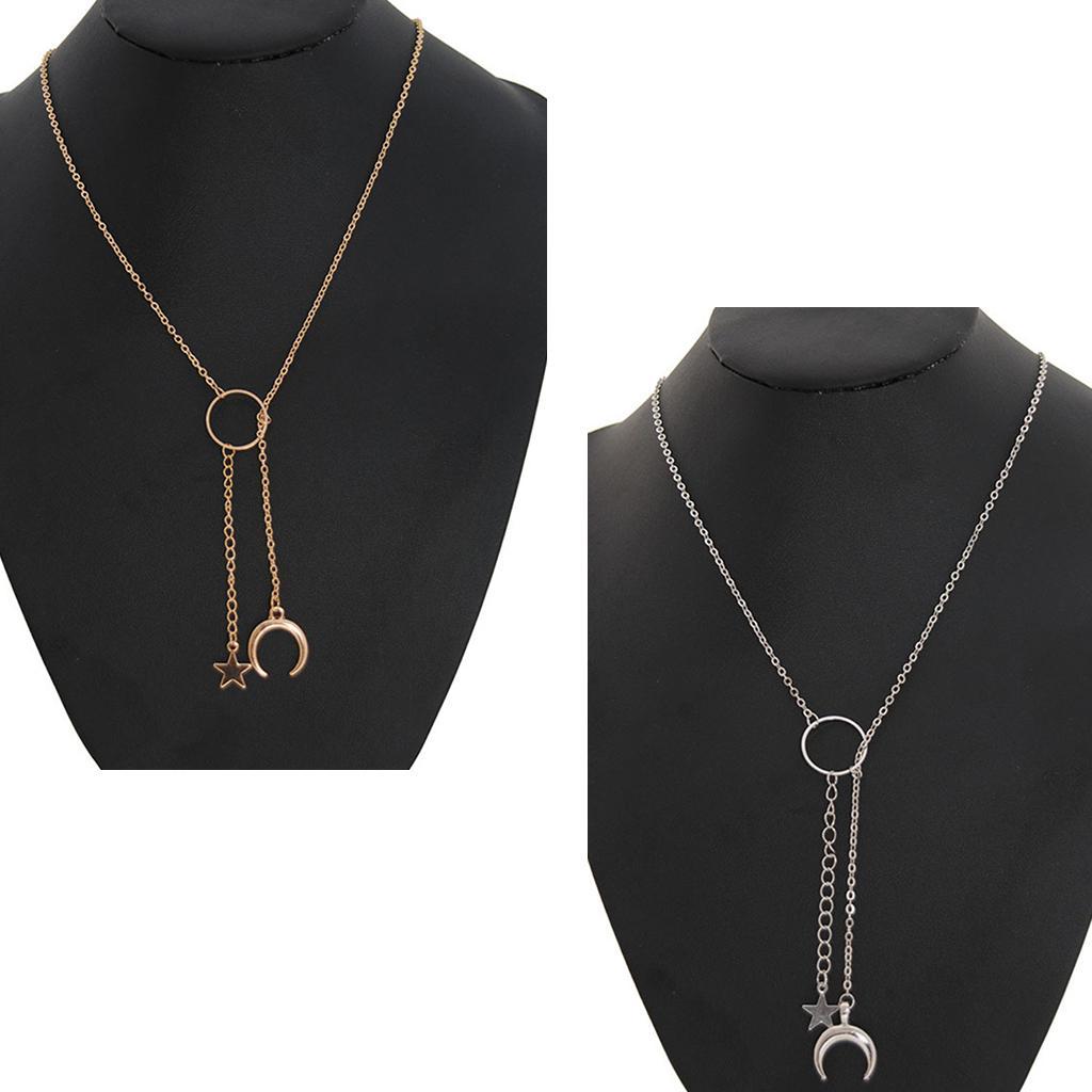 Moon Star Dangle Necklace Golden