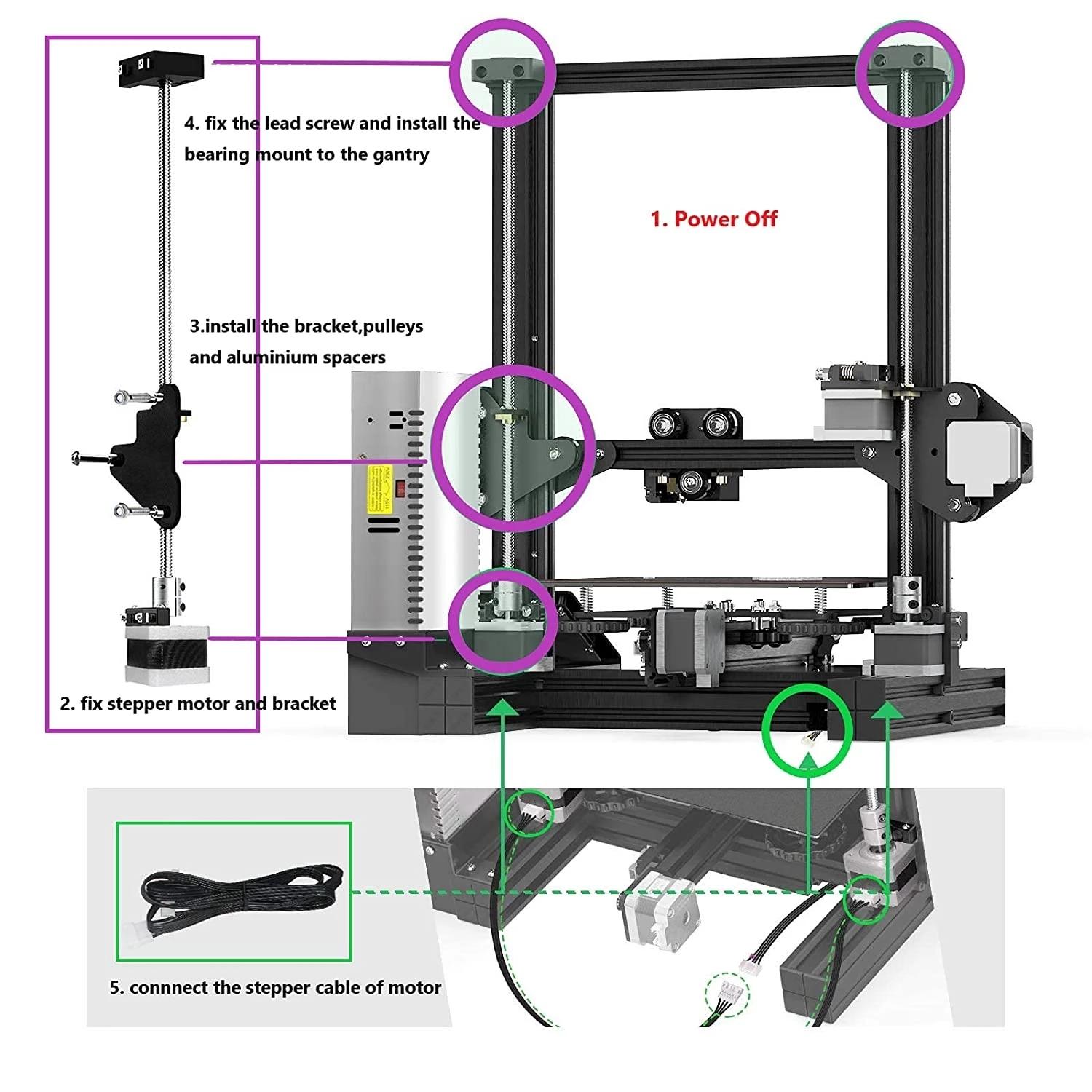 Bộ dụng cụ nâng cấp vít me trục Z kép 42-34 Vít me động cơ bước cho bộ phận máy in 3D Creality Ender-3 Ender-3S Ender-3 Pro