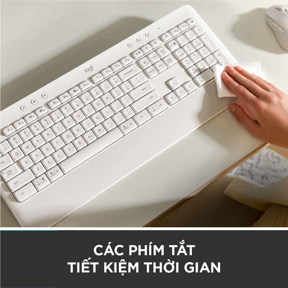 Bàn Phím Không Dây Logitech Signature K650  - Nhỏ gọn, kê tay tích hợp, kết nối Bluetooth & USB Bolt - Hàng chính hãng