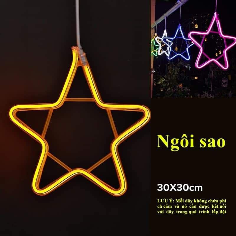 Đèn ngôi sao và hoa tuyết neon treo trang trí siêu to siêu sáng