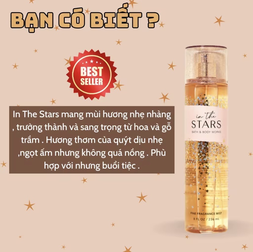 Body Mist In The Stars - Xịt Thơm Bath and Body Work In The Stars 236ml