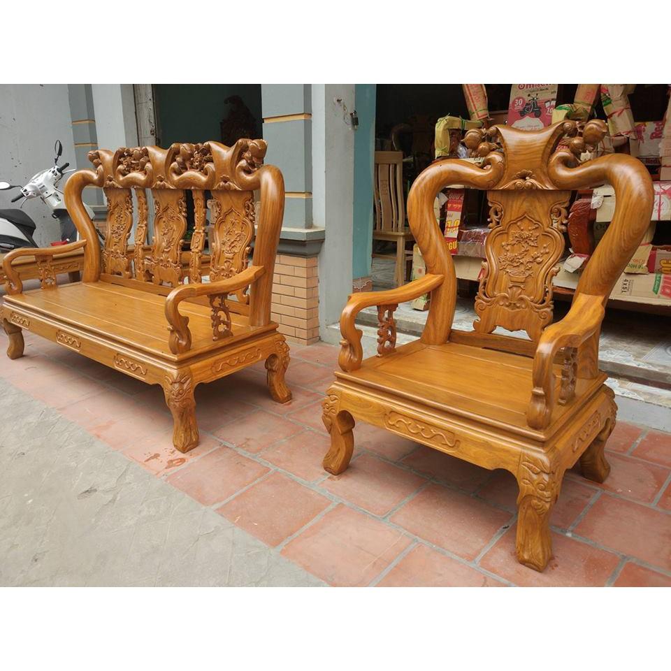 Bộ bàn ghế gỗ phòng khách minh quốc đào gỗ lim