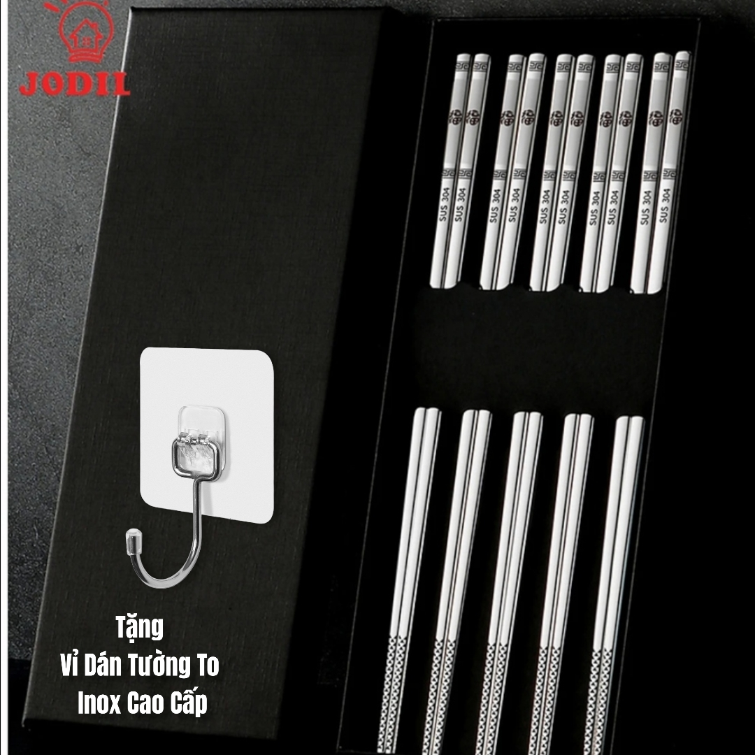 HỘP 10 ĐÔI ĐŨA INOX # 304 - CAO CẤP - SANG TRỌNG - NGUYÊN KHỐI INOX 304