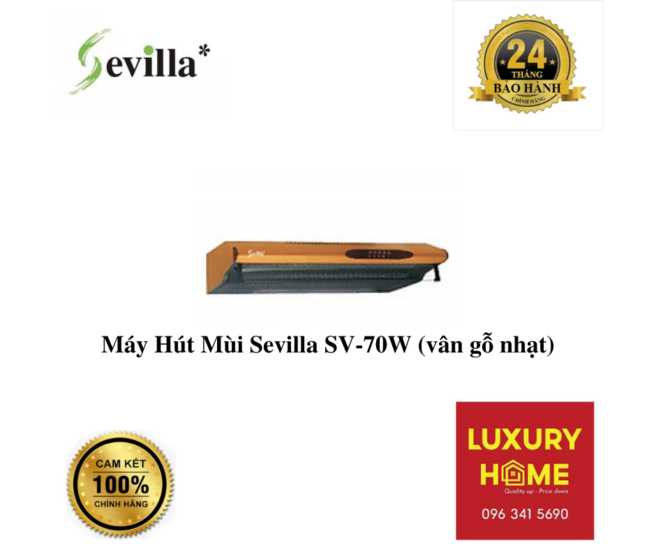 Máy Hút Mùi Sevilla SV-70W ( vân gỗ nhạt) - Hàng Chính Hãng