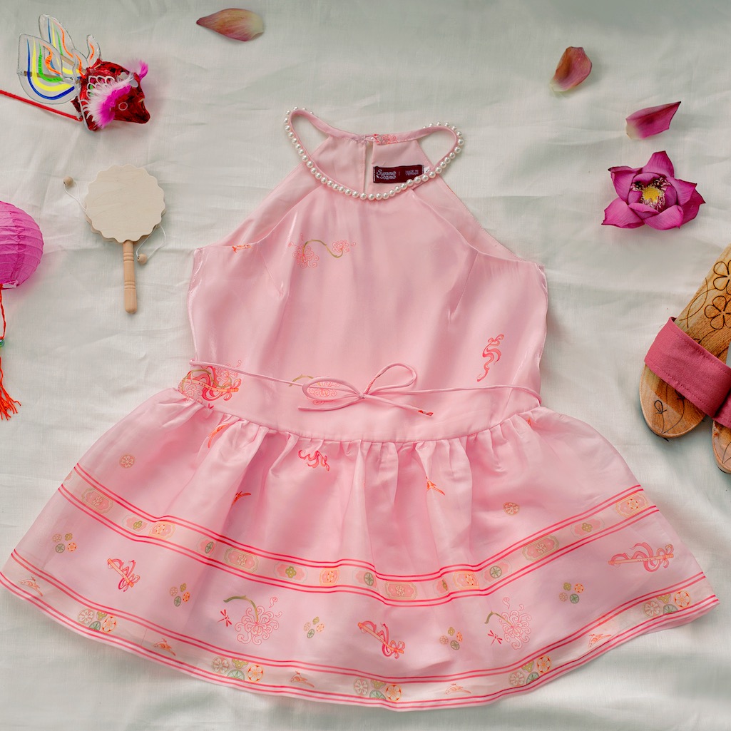 Sumire Store Áo yếm xòe organza Hoa Niên Ca - Hồng
