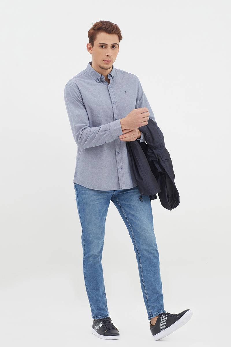 Áo sơ mi nam tay dài button down WS21SS58P-LC - LIGHT GR, LIGHT GR