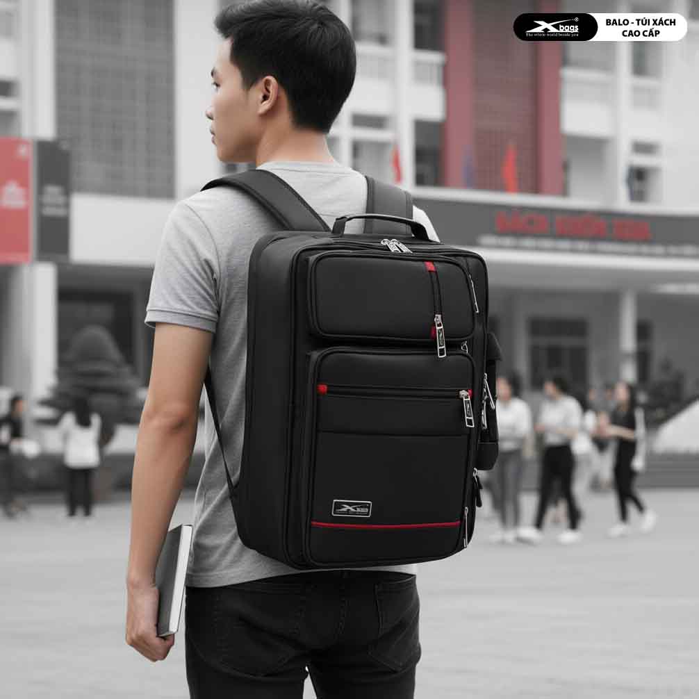 Cặp Đa Năng Cao Cấp Xbags Pride Màu Đen, Đựng Được Laptop 17 Inch, Nhiều Ngăn Dung Tích Lớn, Chống Nước, Hiện Đại Đẳng Cấp XB4102!