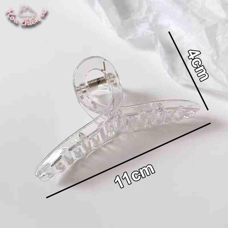Cặp tóc kẹp tóc càng cua nhựa trắng trong suốt cỡ lớn kiểu Hàn Quốc