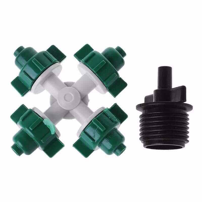 10 đầu phun sương 4 hướng tưới lan, hoa kèm chân ren 21