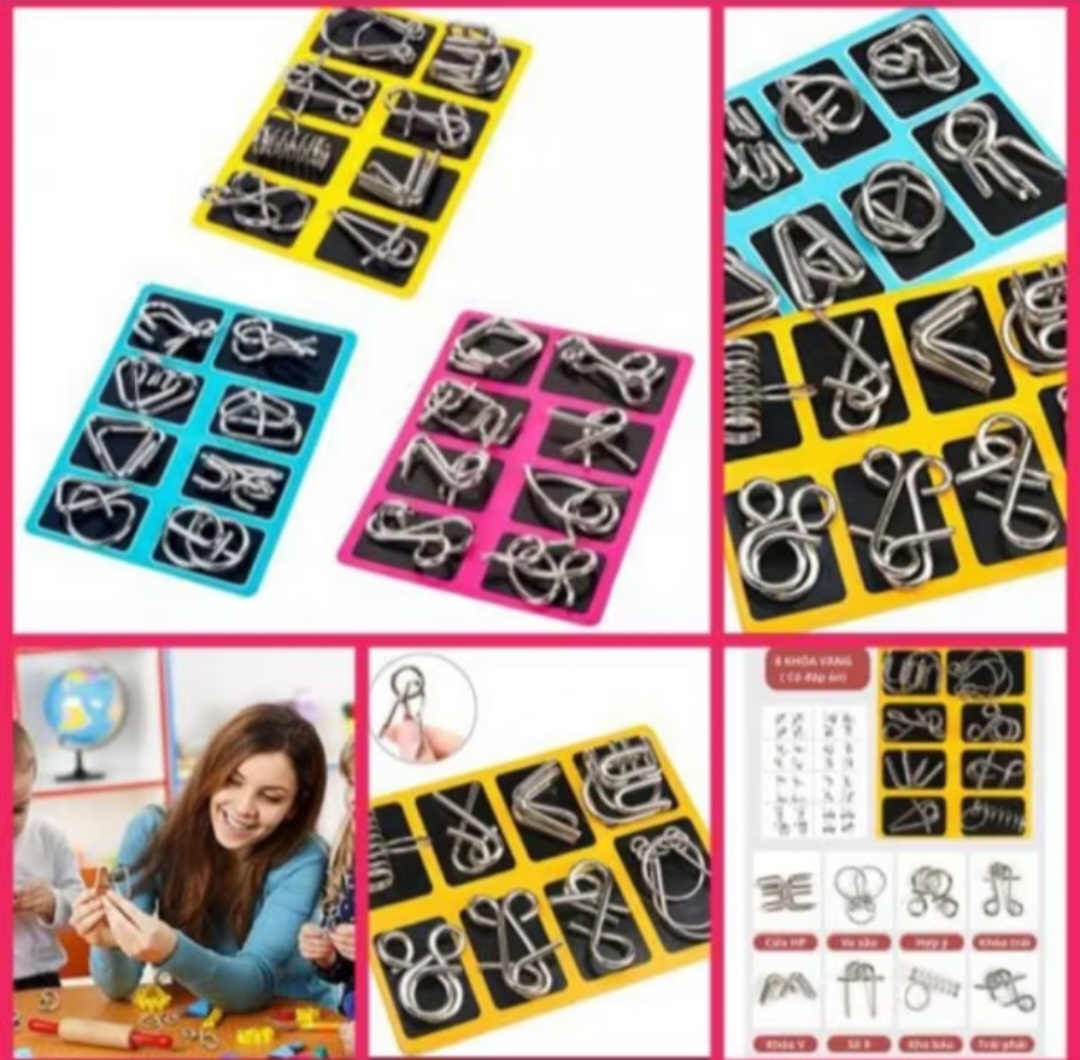 BỘ 3 HỘP 24 CÁI MÓC KHÓA CHÒ CHƠI TRÍ TUỆ GIẢI ĐỐ TRÍ THÔNG MINH PHÁT TRIỂN CỦA BÉ