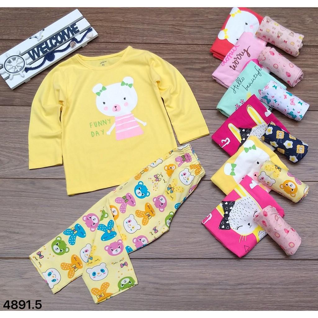 Bộ cotton bé gái dài tay size 1-7