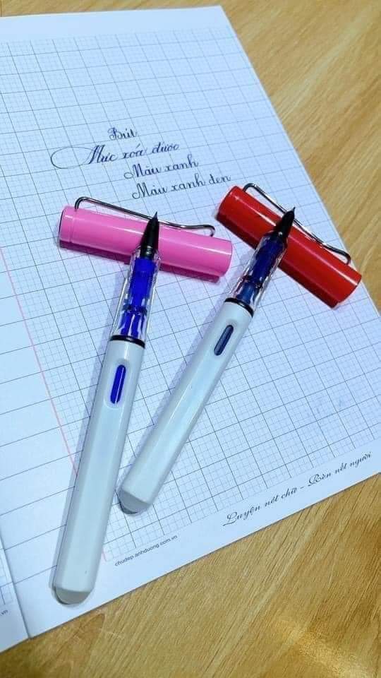 Bút mực xóa được - Bút máy cho học sinh tiểu học (Tặng kèm 1 ống mực xóa được và 1 piston để bơm mực viết thường)