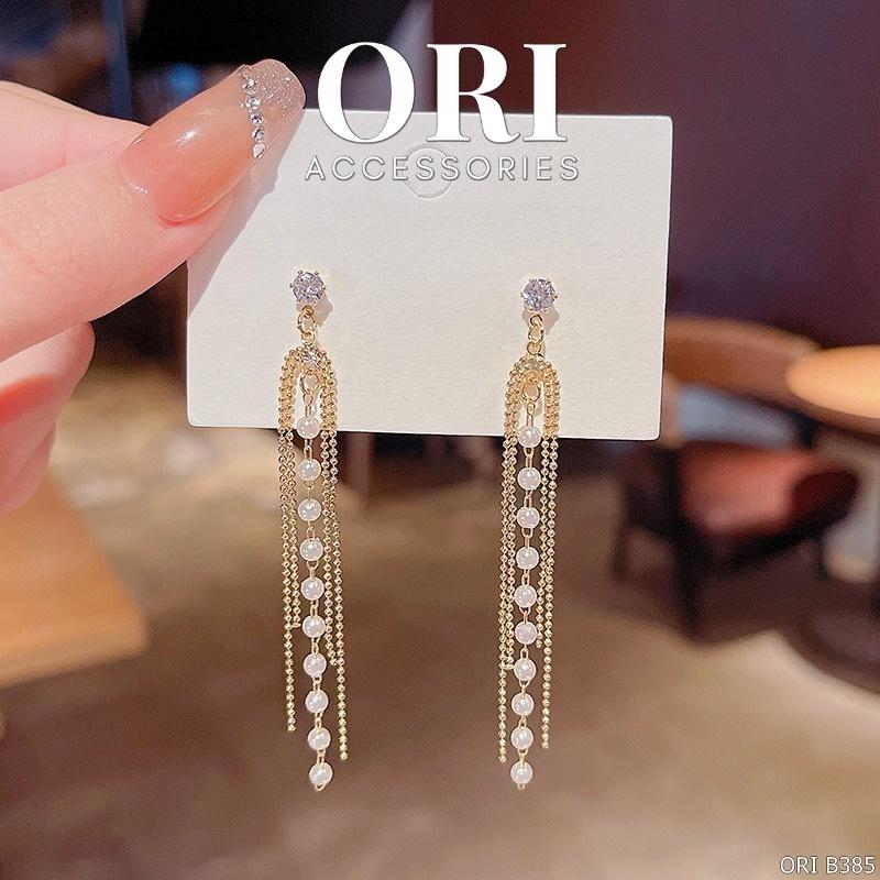 Bông tai nữ dáng dài chuỗi đính đá Douglas thời trang sang trọng ORI ACCESSORIES B385