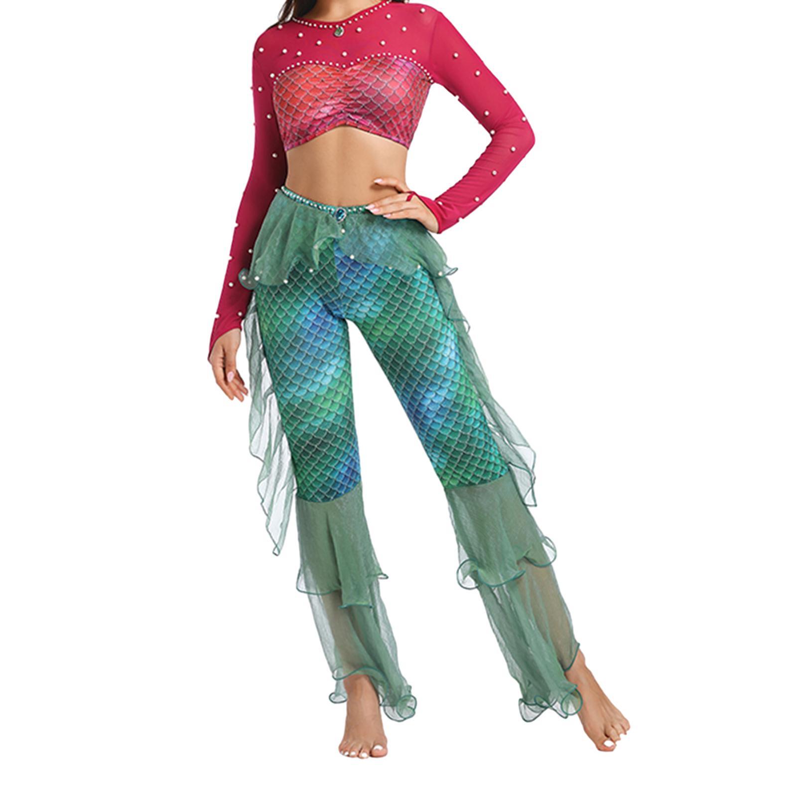 Womens Mermaid Costume Pretend Play Clothes Fancy Dress Night Club