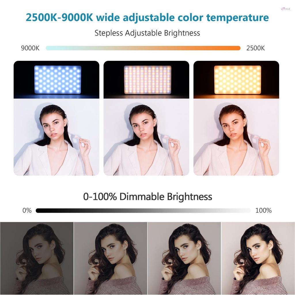 Đèn LED Chụp Ảnh Selfie Musd Andoer ST120 2500K-9000K CRI95+ Kèm Bộ Khuếch Tán 6 Màu