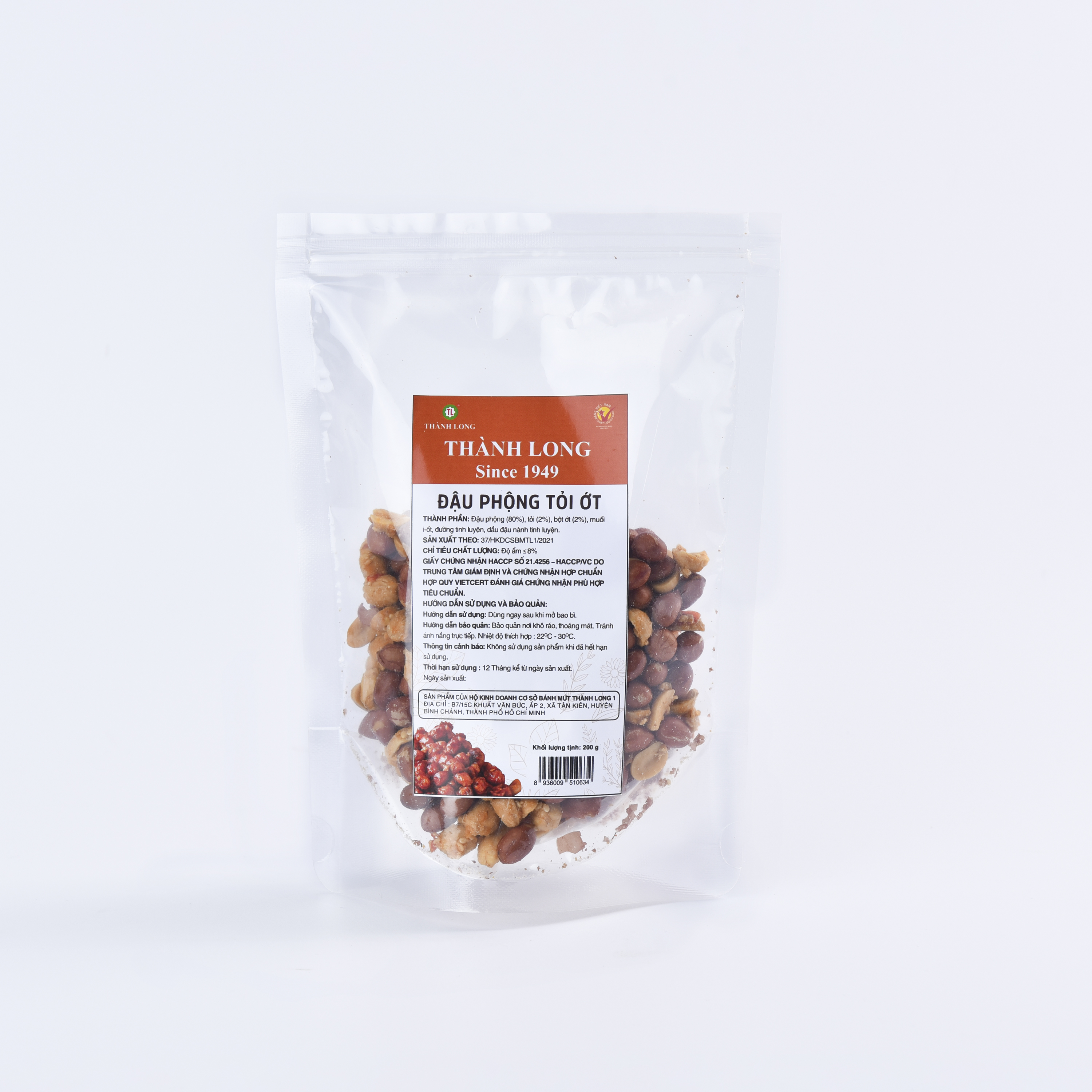 ĐẬU PHỘNG TỎI ỚT GIÒN, CAY, HẠT TO ĐẬM VỊ THÀNH LONG 500G - VIỆT NAM