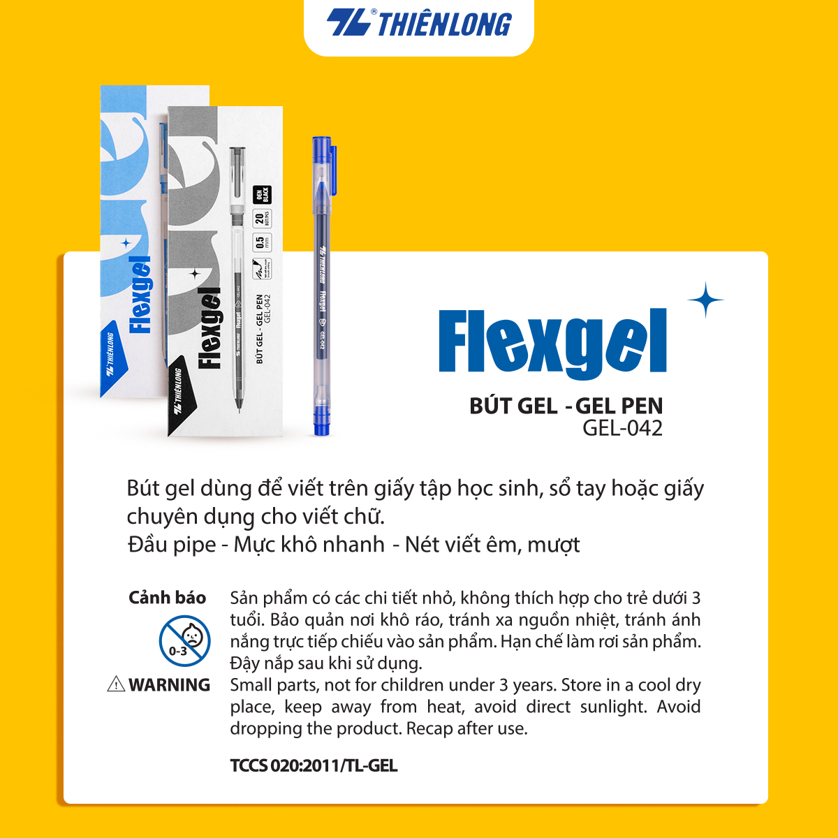 Bút gel mực khô nhanh - nét viết êm mượt Flexgel Thiên Long GEL-042