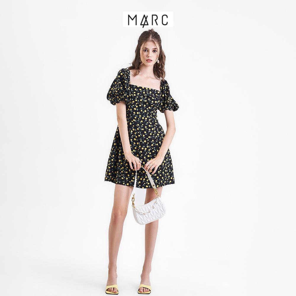 Đầm mini nữ MARC FASHION form A cổ vuông tay phồng nhún thun CBSH100922