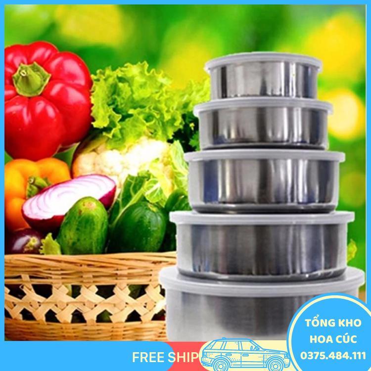 Bộ 5 Hộp Đựng Thực Phẩm Bằng Inox Cao Cấp - Vận Chuyển Miễn Phí Toàn Quốc