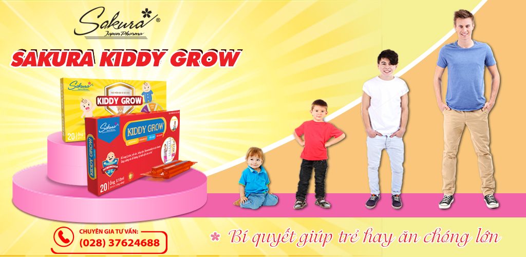 (hộp 20 ống) Siro Sakura Kiddy Grow bồi bổ cơ thể, tăng cường hấp thụ, giúp trẻ ăn ngon (giao màu ngẫu nhiên)